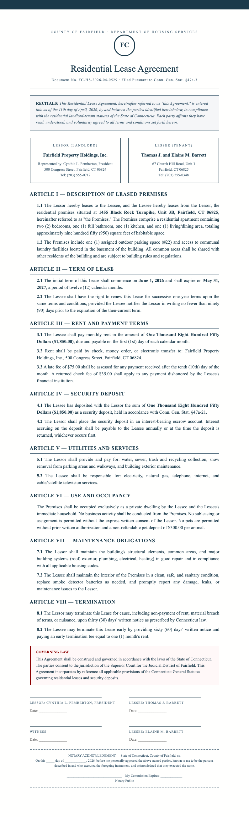Government gazette rental agreement